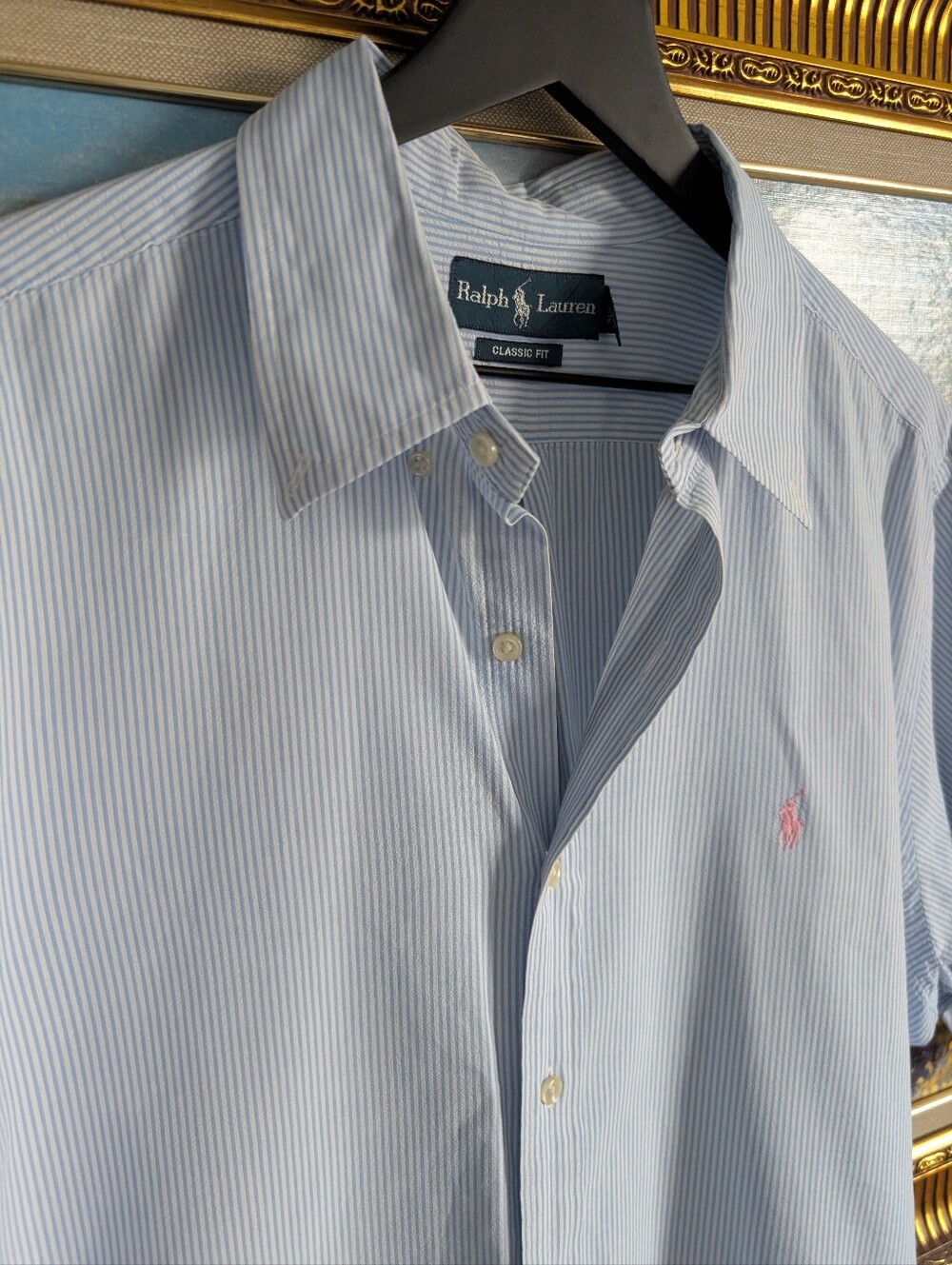 Ralph Lauren Light Blue & White Pinstripe SS Shirt